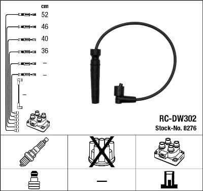 Augstsprieguma vadu komplekts NGK 8276 1