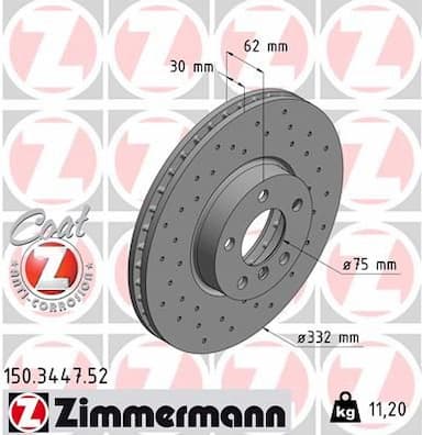 Bremžu diski ZIMMERMANN 150.3447.52 1