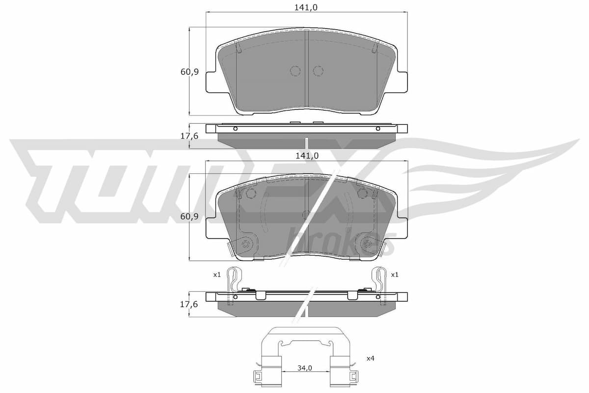 Bremžu uzliku kompl., Disku bremzes TOMEX Brakes TX 15-421 1