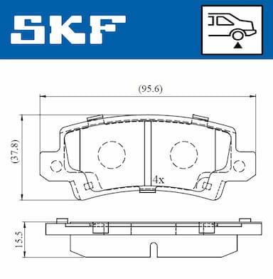 Bremžu uzliku kompl., Disku bremzes SKF VKBP 90208 A 2