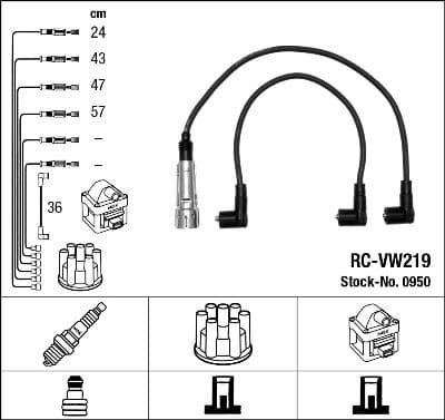 Augstsprieguma vadu komplekts NGK 0950 1