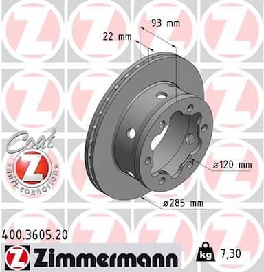 Bremžu diski ZIMMERMANN 400.3605.20 1