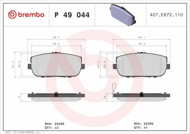 Bremžu uzliku kompl., Disku bremzes BREMBO P 49 044 1