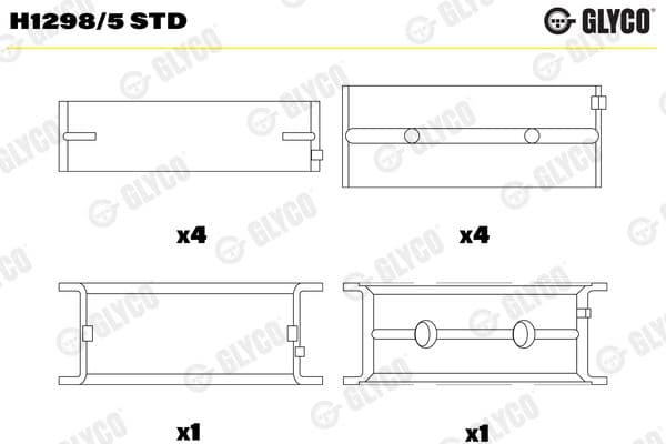 Kloķvārpstas gultnis GLYCO H1298/5 STD 1