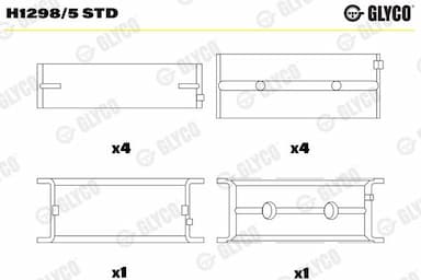 Kloķvārpstas gultnis GLYCO H1298/5 STD 1