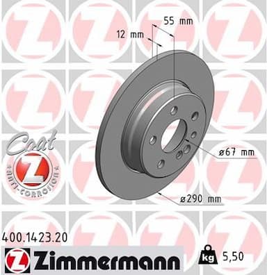 Bremžu diski ZIMMERMANN 400.1423.20 1