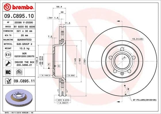 Bremžu diski BREMBO 09.C895.11 1