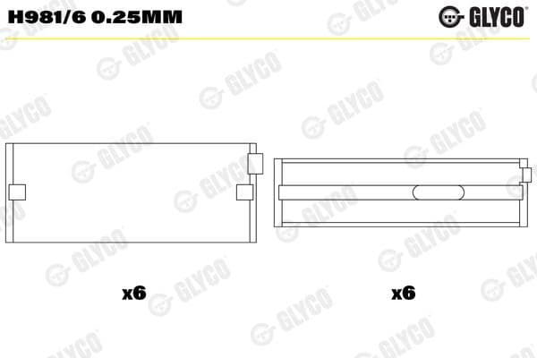 Kloķvārpstas gultnis GLYCO H981/6 0.25mm 1