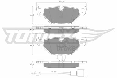 Bremžu uzliku kompl., Disku bremzes TOMEX Brakes TX 10-701 1