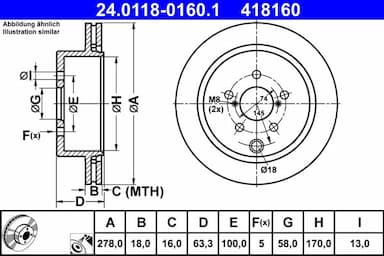 Bremžu diski ATE 24.0118-0160.1 1