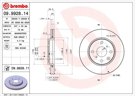 Bremžu diski BREMBO 09.9928.11 1