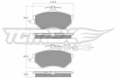 Bremžu uzliku kompl., Disku bremzes TOMEX Brakes TX 10-631 1