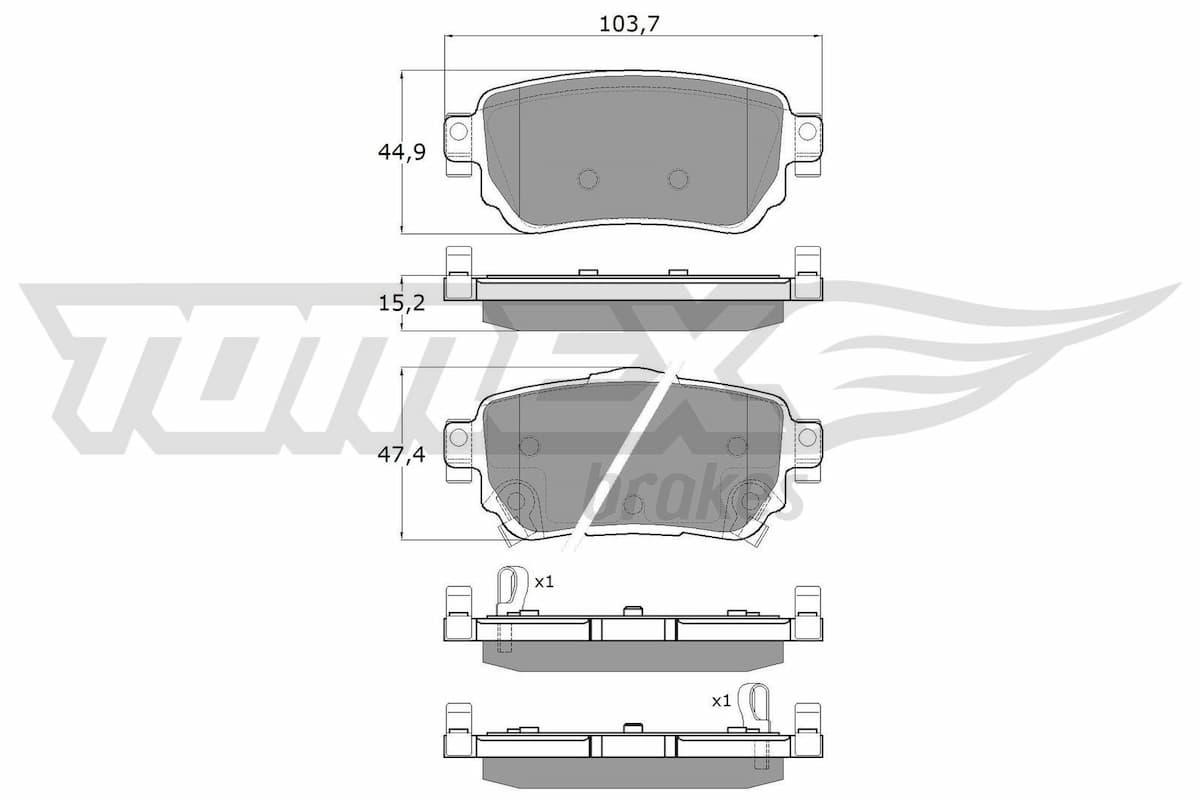 Bremžu uzliku kompl., Disku bremzes TOMEX Brakes TX 18-27 1