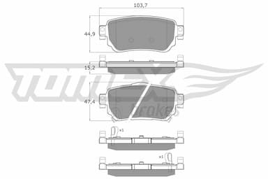 Bremžu uzliku kompl., Disku bremzes TOMEX Brakes TX 18-27 1