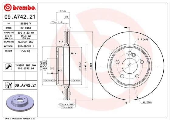 Bremžu diski BREMBO 09.A742.21 1