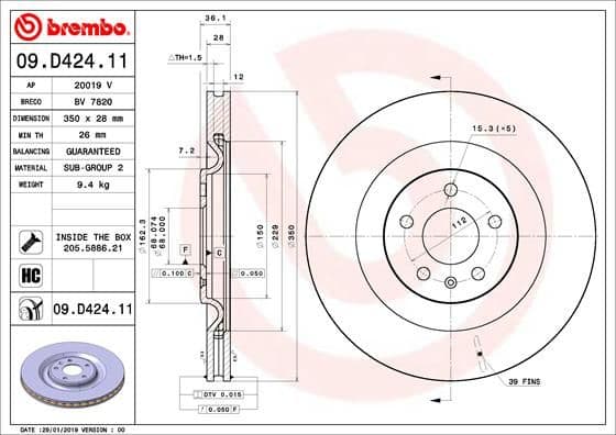 Bremžu diski BREMBO 09.D424.11 1