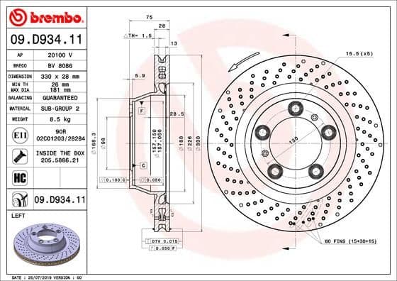 Bremžu diski BREMBO 09.D934.11 1