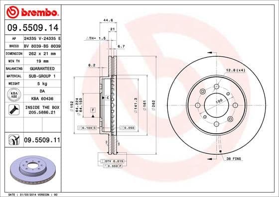 Bremžu diski BREMBO 09.5509.11 1