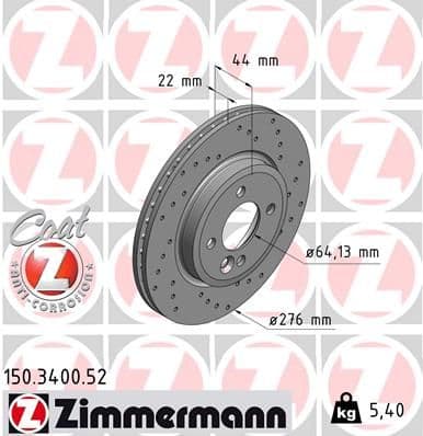 Bremžu diski ZIMMERMANN 150.3400.52 1