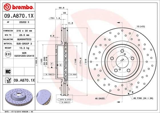 Bremžu diski BREMBO 09.A870.1X 1