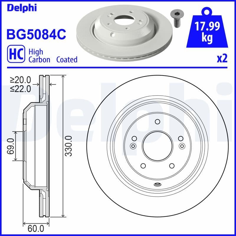 Bremžu diski DELPHI BG5084C 1