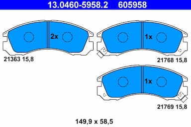 Bremžu uzliku kompl., Disku bremzes ATE 13.0460-5958.2 1