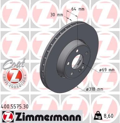 Bremžu diski ZIMMERMANN 400.5575.30 1