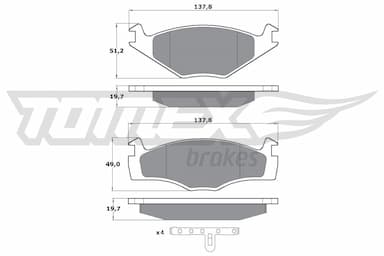 Bremžu uzliku kompl., Disku bremzes TOMEX Brakes TX 10-53 1