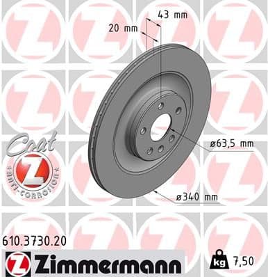 Bremžu diski ZIMMERMANN 610.3730.20 1