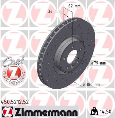 Bremžu diski ZIMMERMANN 450.5212.52 1