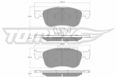 Bremžu uzliku kompl., Disku bremzes TOMEX Brakes TX 18-90 1