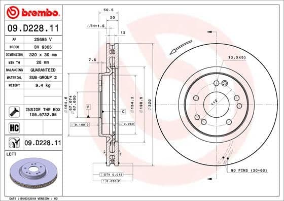 Bremžu diski BREMBO 09.D228.11 1