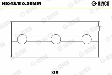 Kloķvārpstas gultnis GLYCO H1043/5 0.25mm 1