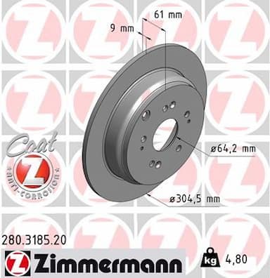 Bremžu diski ZIMMERMANN 280.3185.20 1