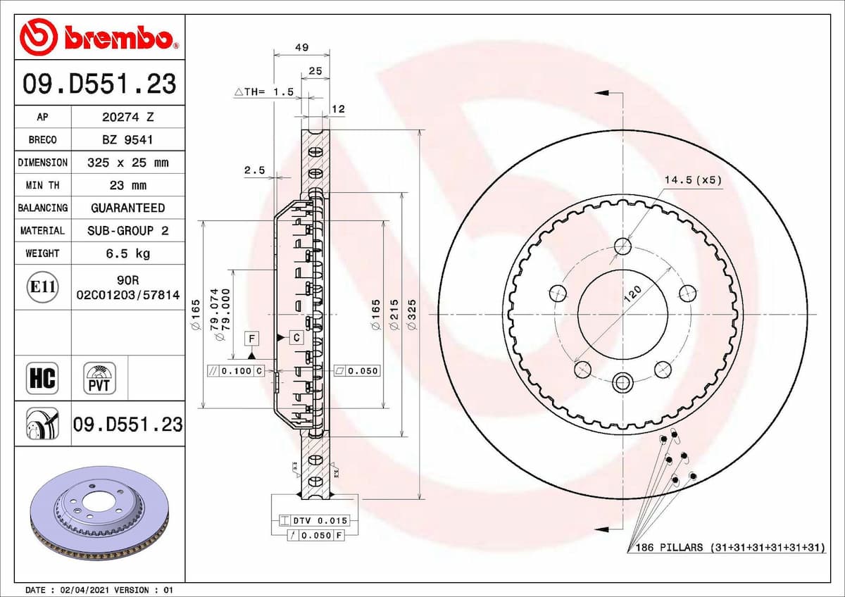 Bremžu diski BREMBO 09.D551.23 1