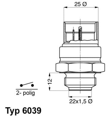 Termoslēdzis, Radiatora ventilators BorgWarner (Wahler) 6039.95D 1