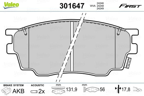 Bremžu uzliku kompl., Disku bremzes VALEO 301647 1