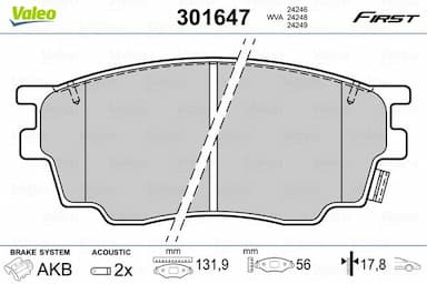 Bremžu uzliku kompl., Disku bremzes VALEO 301647 1