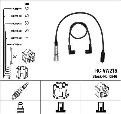 Augstsprieguma vadu komplekts NGK 0946 1