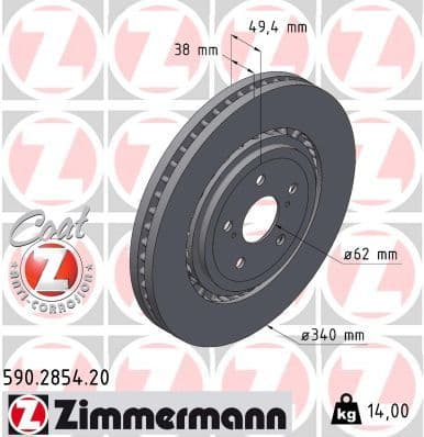 Bremžu diski ZIMMERMANN 590.2854.20 1