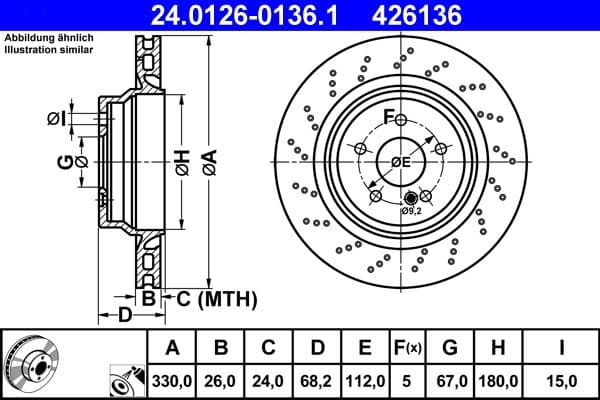 Bremžu diski ATE 24.0126-0136.1 1