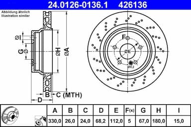 Bremžu diski ATE 24.0126-0136.1 1