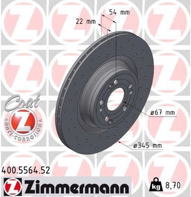 Bremžu diski ZIMMERMANN 400.5564.52 1