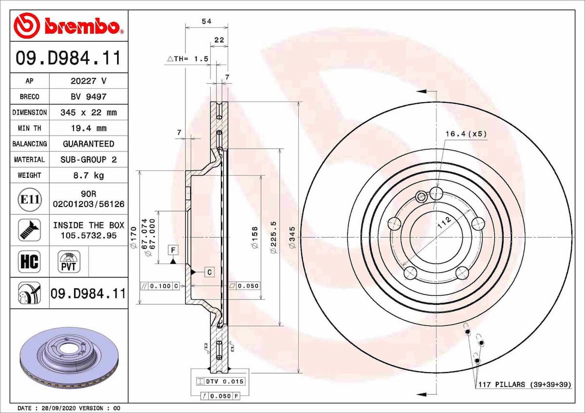 Bremžu diski BREMBO 09.D984.11 1