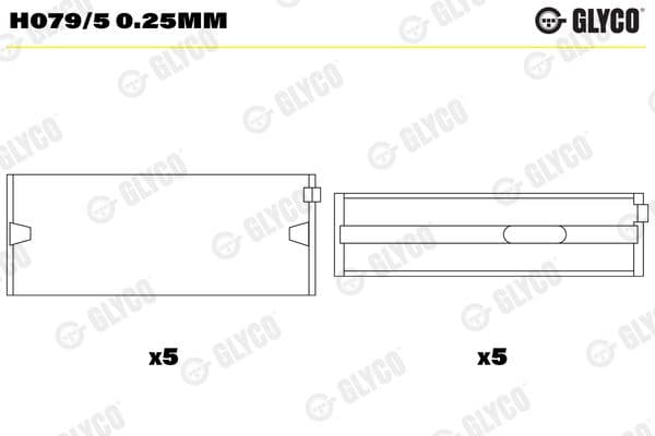 Kloķvārpstas gultnis GLYCO H079/5 0.25mm 1