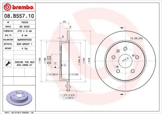 Bremžu diski BREMBO 08.B557.10 1