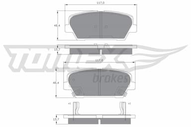 Bremžu uzliku kompl., Disku bremzes TOMEX Brakes TX 17-45 1