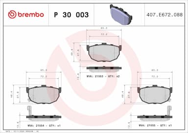 Bremžu uzliku kompl., Disku bremzes BREMBO P 30 003 1