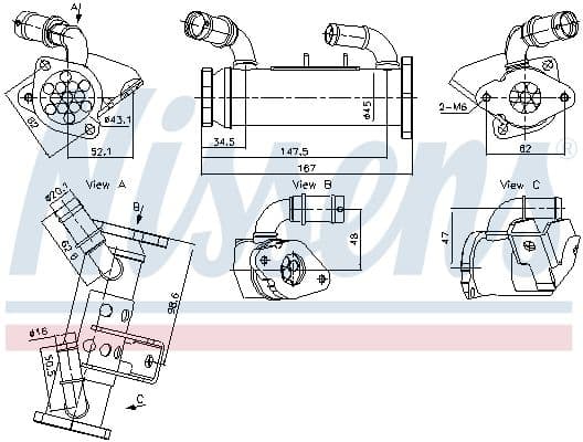 Radiators, Izplūdes gāzu recirkulācija NISSENS 989474 1