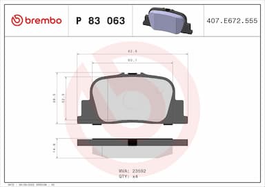 Bremžu uzliku kompl., Disku bremzes BREMBO P 83 063 1